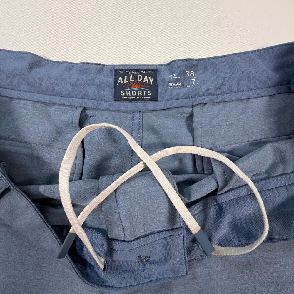Faherty All Day 7” Hybrid Quick-Dry Lightweight Stretch Shorts Blue Men’s Sz 38